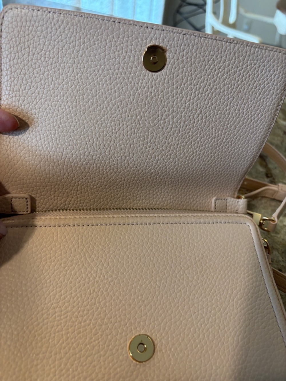 Tory Burch Pebbled Leather Crossbody in Blush - Picture 8 of 8